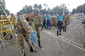 Soldiers In Front Of President's House As Protesters Stage A Demonstration - Dhaka