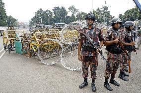 Soldiers In Front Of President's House As Protesters Stage A Demonstration - Dhaka