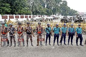 Soldiers In Front Of President's House As Protesters Stage A Demonstration - Dhaka