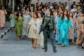 Settlers Storm the Old City of Hebron - West Bank