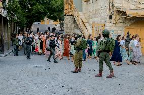 Settlers Storm the Old City of Hebron - West Bank