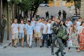 Settlers Storm the Old City of Hebron - West Bank