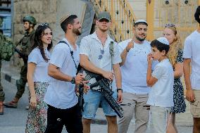 Settlers Storm the Old City of Hebron - West Bank