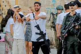 Settlers Storm the Old City of Hebron - West Bank