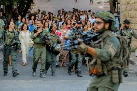 Settlers Storm the Old City of Hebron - West Bank