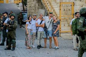 Settlers Storm the Old City of Hebron - West Bank