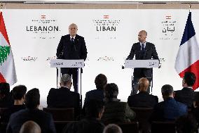 Press conference after the international aid conference in support of Lebanon - Paris