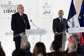 Press conference after the international aid conference in support of Lebanon - Paris