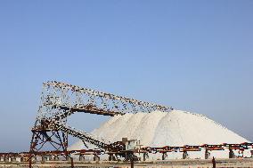 Salt Harvesting Facility At Margherita Di Savoia