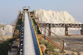 Salt Harvesting Facility At Margherita Di Savoia