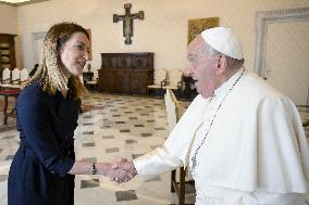 Pope Francis Receives Roberta Metsola - Vatican