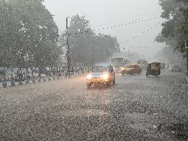 Heavy Rain Due To Cyclone Dana In Kolkata, India