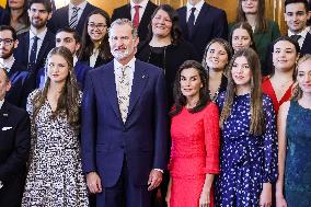 Royals Receive The Recipients Of The Princess Of Asturias Awards - Oviedo