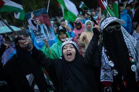 Rally In Solidarity With The Palestinian People Outside The US Embassy In Jakarta