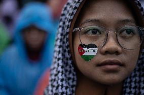 Rally In Solidarity With The Palestinian People Outside The US Embassy In Jakarta