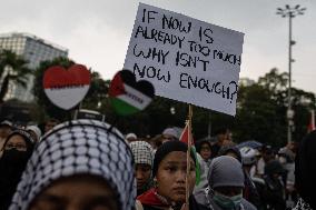 Rally In Solidarity With The Palestinian People Outside The US Embassy In Jakarta