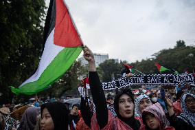 Rally In Solidarity With The Palestinian People Outside The US Embassy In Jakarta