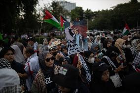 Rally In Solidarity With The Palestinian People Outside The US Embassy In Jakarta