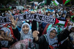 Rally In Solidarity With The Palestinian People Outside The US Embassy In Jakarta