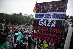 Rally In Solidarity With The Palestinian People Outside The US Embassy In Jakarta