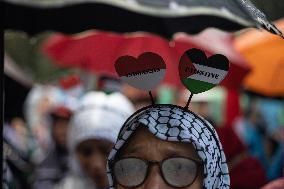 Rally In Solidarity With The Palestinian People Outside The US Embassy In Jakarta