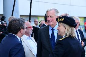 Michel Barnier And Agnes Pannier Runacher To The Givors Shopping Center After The Floods