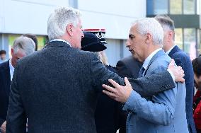 Michel Barnier And Agnes Pannier Runacher To The Givors Shopping Center After The Floods