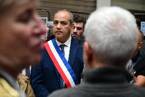 Michel Barnier And Agnes Pannier Runacher To The Givors Shopping Center After The Floods