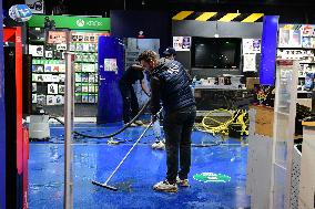 Michel Barnier And Agnes Pannier Runacher To The Givors Shopping Center After The Floods