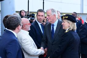 Michel Barnier And Agnes Pannier Runacher To The Givors Shopping Center After The Floods