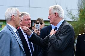 Michel Barnier And Agnes Pannier Runacher To The Givors Shopping Center After The Floods