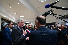 Michel Barnier And Agnes Pannier Runacher To The Givors Shopping Center After The Floods