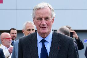 Michel Barnier And Agnes Pannier Runacher To The Givors Shopping Center After The Floods