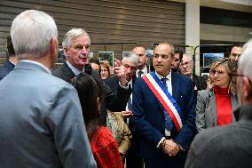 Michel Barnier And Agnes Pannier Runacher To The Givors Shopping Center After The Floods