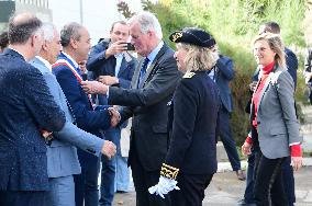 Michel Barnier And Agnes Pannier Runacher To The Givors Shopping Center After The Floods