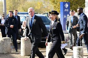 Michel Barnier And Agnes Pannier Runacher To The Givors Shopping Center After The Floods