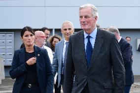 Michel Barnier And Agnes Pannier Runacher To The Givors Shopping Center After The Floods