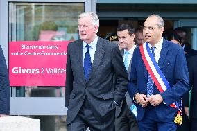 Michel Barnier And Agnes Pannier Runacher To The Givors Shopping Center After The Floods