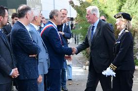 Michel Barnier And Agnes Pannier Runacher To The Givors Shopping Center After The Floods