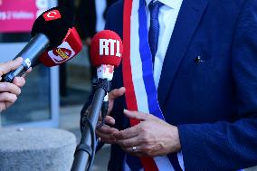 Michel Barnier And Agnes Pannier Runacher To The Givors Shopping Center After The Floods