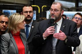 Michel Barnier And Agnes Pannier Runacher To The Givors Shopping Center After The Floods