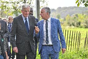 PM Barnier Visits The Rhone After The Storms