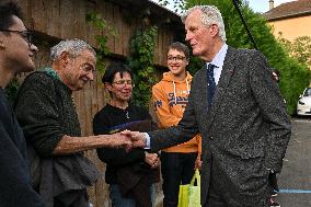 PM Barnier Visits The Rhone After The Storms