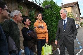 PM Barnier Visits The Rhone After The Storms