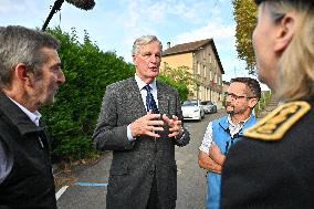 PM Barnier Visits The Rhone After The Storms