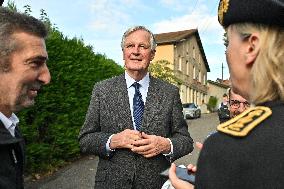 PM Barnier Visits The Rhone After The Storms