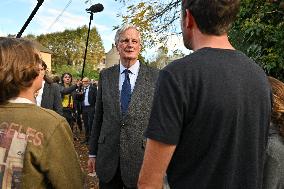 PM Barnier Visits The Rhone After The Storms