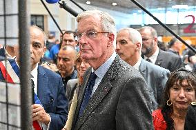 PM Barnier Visits The Rhone After The Storms