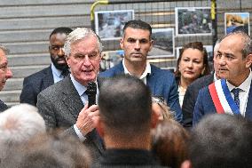 PM Barnier Visits The Rhone After The Storms