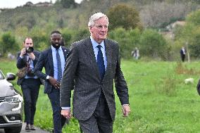 PM Barnier Visits The Rhone After The Storms